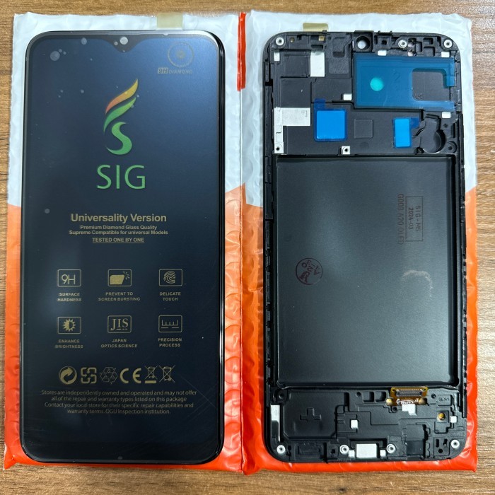 HARGA DISC - LCD SAMSUNG A20/A205 ORI/OLED BIG GLASS + FRAME HITAM FULLSET