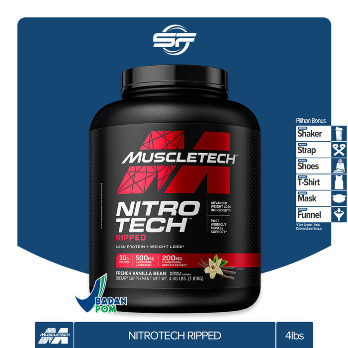 Terlaris NITROTECH RIPPED 4 LBS MUSCLE TECH WHEY PROTEIN NITRO TECH CARNITINE SALE