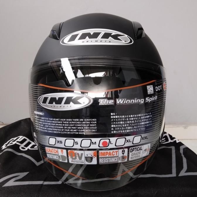 Helm INK Metro Solid Black Doff Original (double visor)