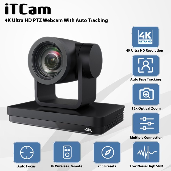 Webcam PTZ 4K Ultra HD With Auto Face Tracking & 12x Optical Zoom