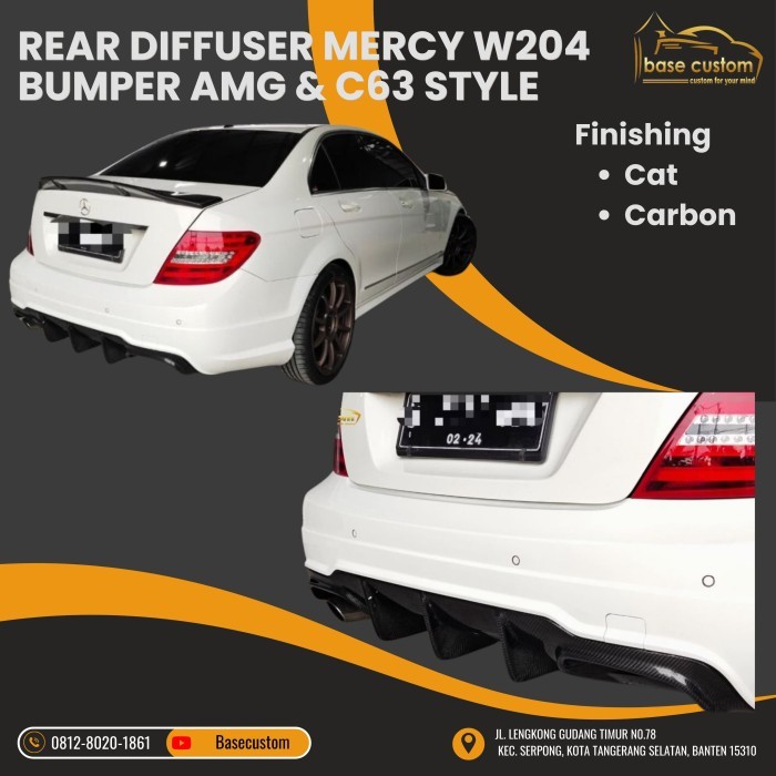 REAR DIFFUSER FOR MERCY W204 BUMPER C63 STYLE - MERCEDES BENZ