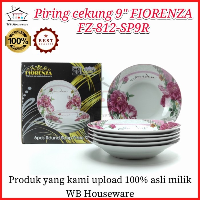 PIRING MAKAN CEKUNG 9" / PIRING SET MOTIF FIORENZA FZ812-SP9R