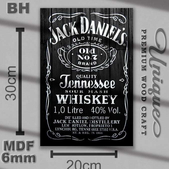 HIASAN DINDING KAYU JACK DANIELS WHISKEY - FOTO WISKI PAJANGAN RUMAH