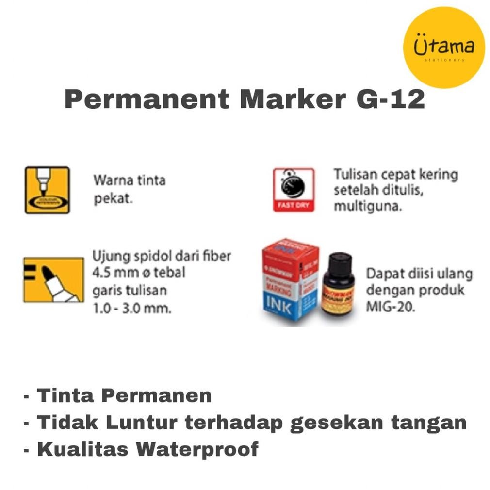 

Sale Spidol Snowman Permanen G-12 Hitam/Permanent Marker G12 Black (Grosir 6Pcs @6.250)