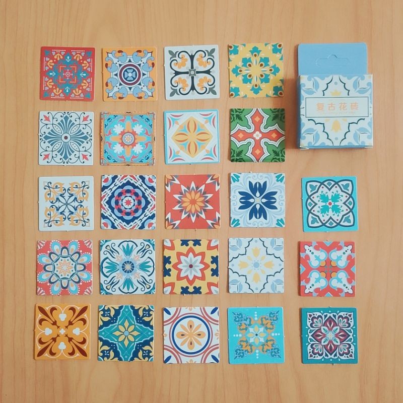 

Stiker Sticker Pack Box Mini Aesthetic Isi 46 Retro Tiles