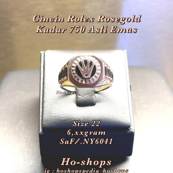 NEW PRODUK CINCIN ROLEX ROSEGOLD KADAR 750 ASLI EMAS 