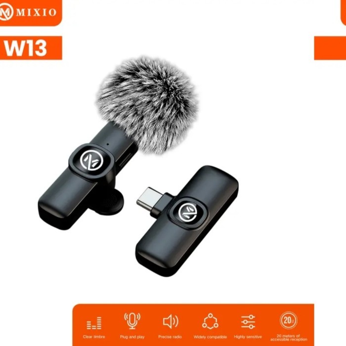 MIXIO W13 Mic Wireless Clip on Microphone Mikrofon Lavalier HP Plug &