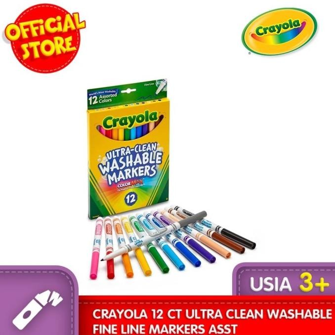 

CRAYOLA 12 Ct Ultra Clean Washable Fine Line Markers Asst