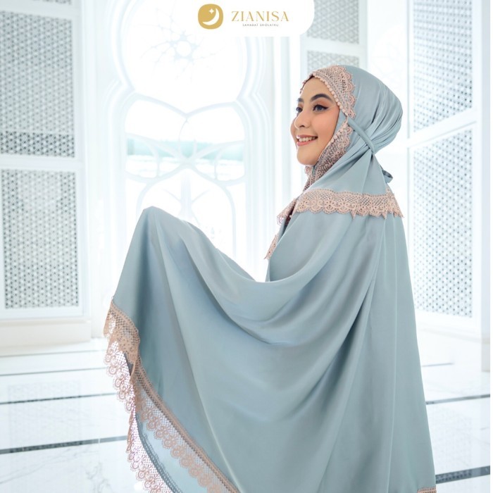 Mukena Premium Zianisa Renda Silk Aqira Sage All Size #Original