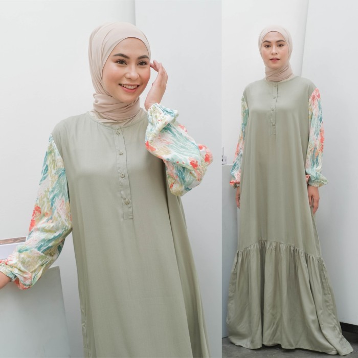 [TERLARIS DI SHOPEE] gamis wanita dewasa syari home dress muslimah jumbo rayon viscose L XL - L