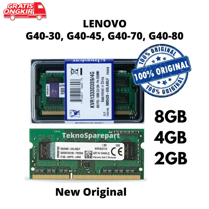 Ram 8Gb 4Gb 2Gb Laptop Lenovo G40 G40-45 30 70 80 New Original Terbaru 100 % Original