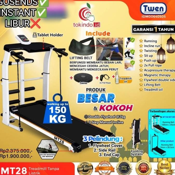 Treadmill Twen MT21 Treadmil Manual alat fitness gym Olahraga running