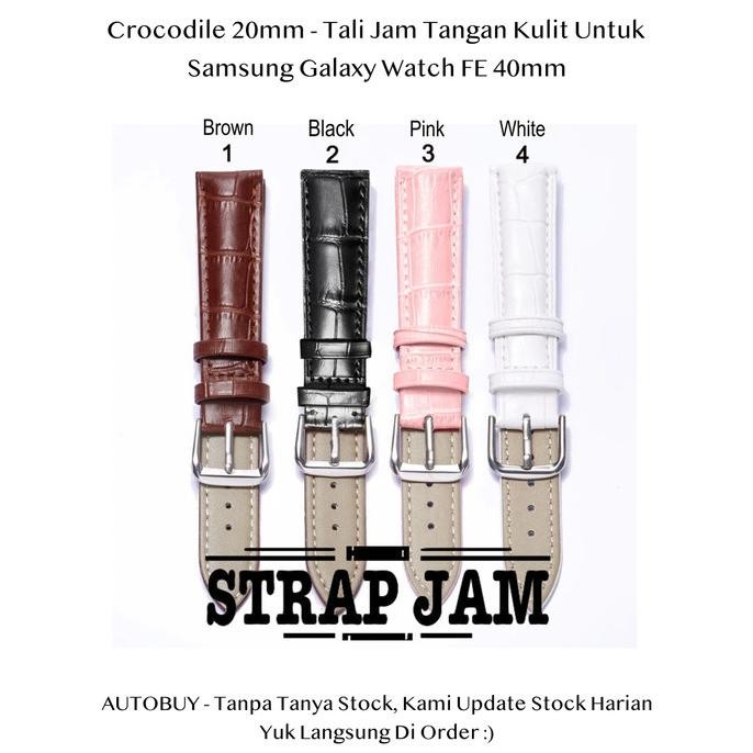 BEBAS ONGKIR - Crocodile 20mm Strap Samsung Galaxy Watch FE 40mm - Tali Jam Tangan Leather Strap Kul