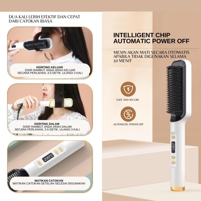 Catokan Sisir 2 In 1 Catok Pelurus Dan Curly Rambut Straightener
