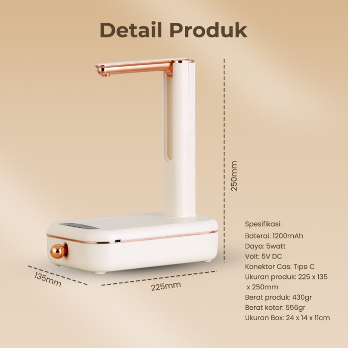 Pompa Air Num Galon Meja Lipat Electric Cas Otomatis Tanpa Kabel