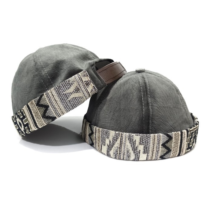 Peci Brimless Cap Beanie Hat Kopiah Peci Miki Mickey - Charcoal Etnik putih laki-laki premium terlar