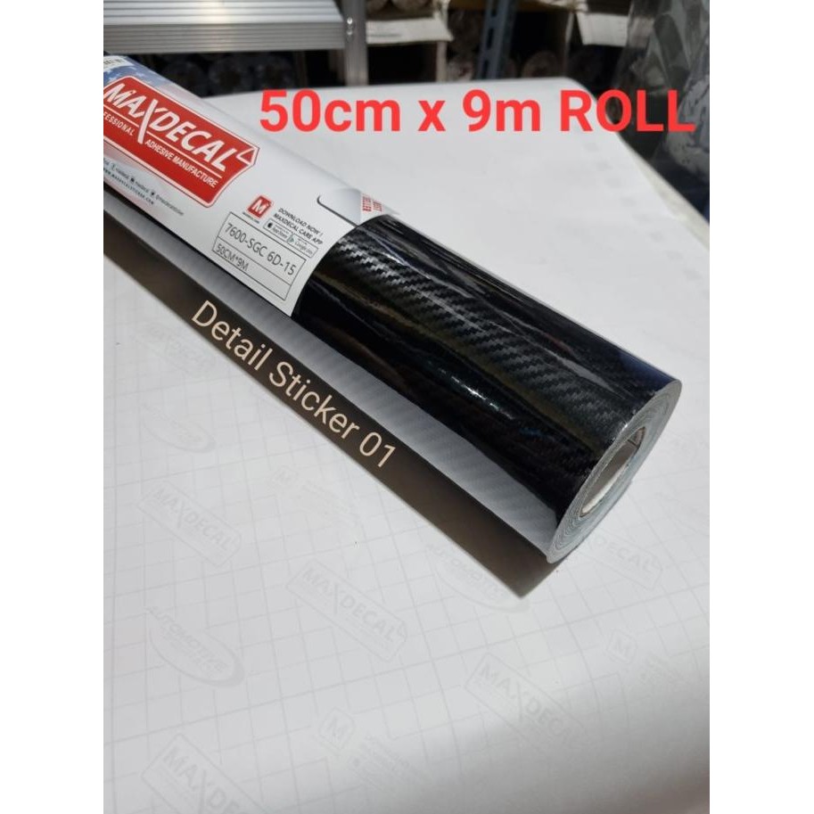 KHUSUS ROLL STICKER MAXDECAL 7600-SGC 6D-15 [ CARBON 5D ] 50CM X 9M ROLL