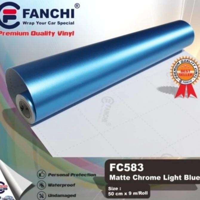 

SPESIAL ROLL STICKER FANCHI FC583 MATT MATTE CHROME LIGHT BLUE 50CM X 9M ROLL