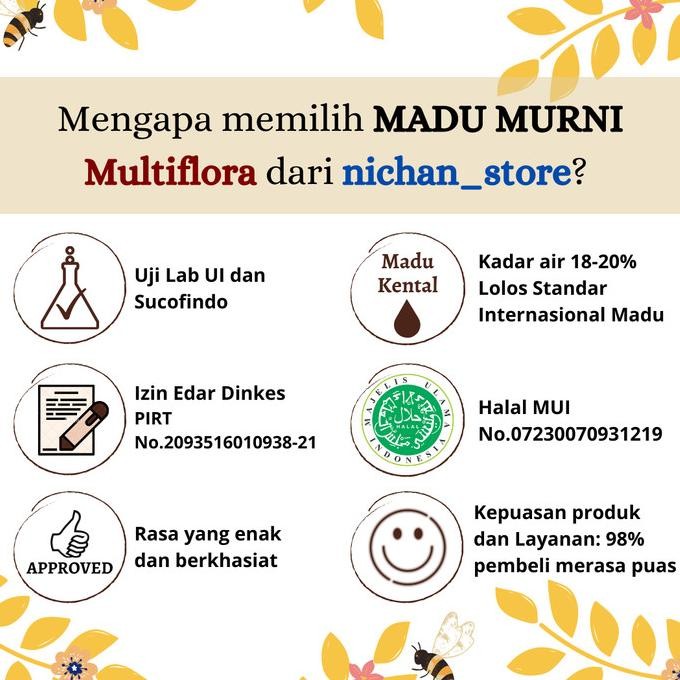 

Madu Asli / Raw Honey 600 Gram Perasan Madu Sarang Melifera [terbaik]