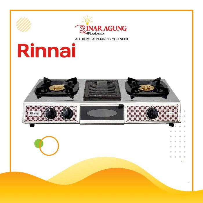 TERBARU RINNAI KOMPOR GAS 2 TUNGKU DAN PEMANGGANG RI524A / RI-524-A PROMO