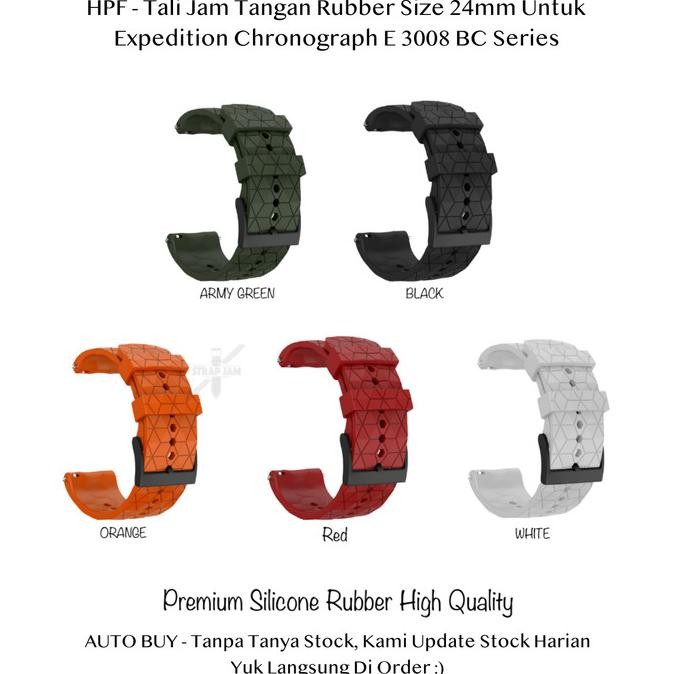 HPF 24mm Rubber Strap Expedition Chronograph E 3008 BC Series - Tali Jam Tangan Silikon Premium