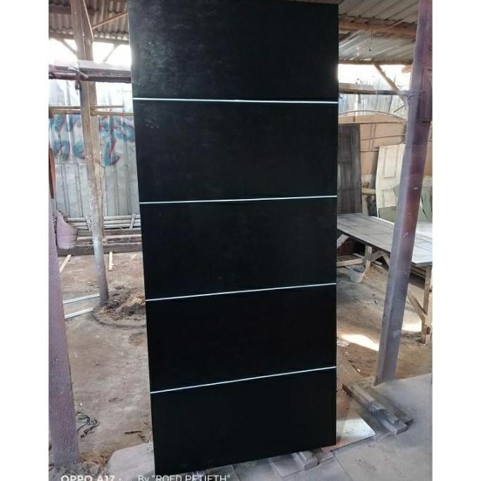 Pintu rumah kayu HDF & kusen aluminium plus kunci set, engsel tinggal pasang