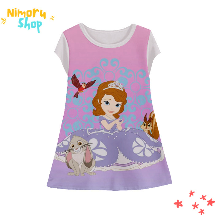 Baju Dress Anak 3D Tunik-PrincessSofia-3-designWD Anime Princess Sofia Tunik Untuk Usia 1-12 Tahun -