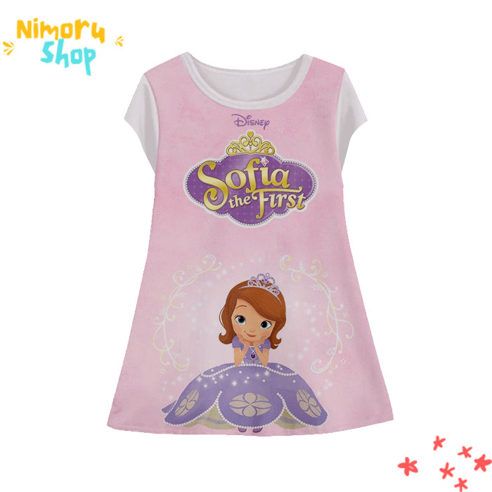Baju Dress Anak 3D Tunik-PrincessSofia-2-designWD Anime Princess Sofia Tunik Untuk Usia 1-12 Tahun -