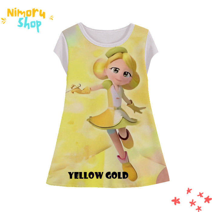 Baju Dress Anak 3D Tunik-KarakterBB-3-designWD Anime Karakter Rainbow Bubblegem Red Ruby Blue Shapph