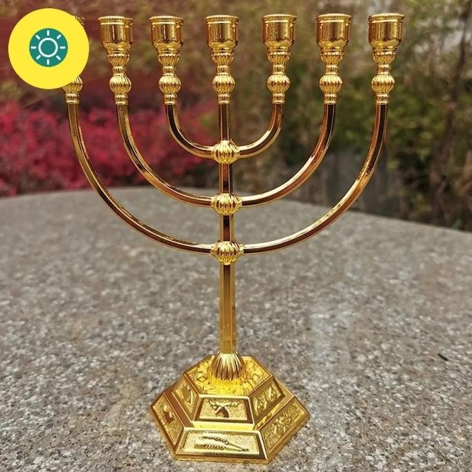 Menorah Hanukkah Kaki Dian Candelabra 7 Cabang Hiasan Miniatur Hemat