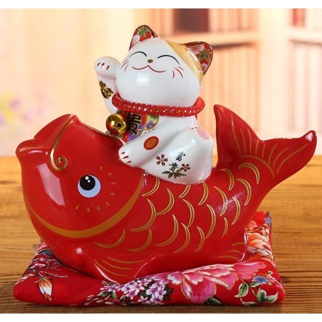 Pajangan Keramik Maneki Neko Celengan Patung Kucing Hoki Murah