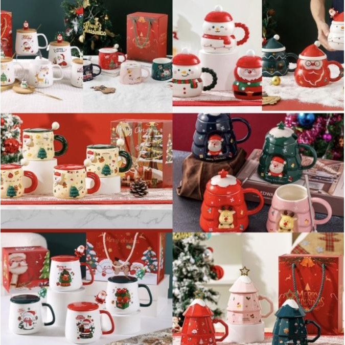 Gelas Pohon Natal / Hadiah Natal / Gelas Natal Asli