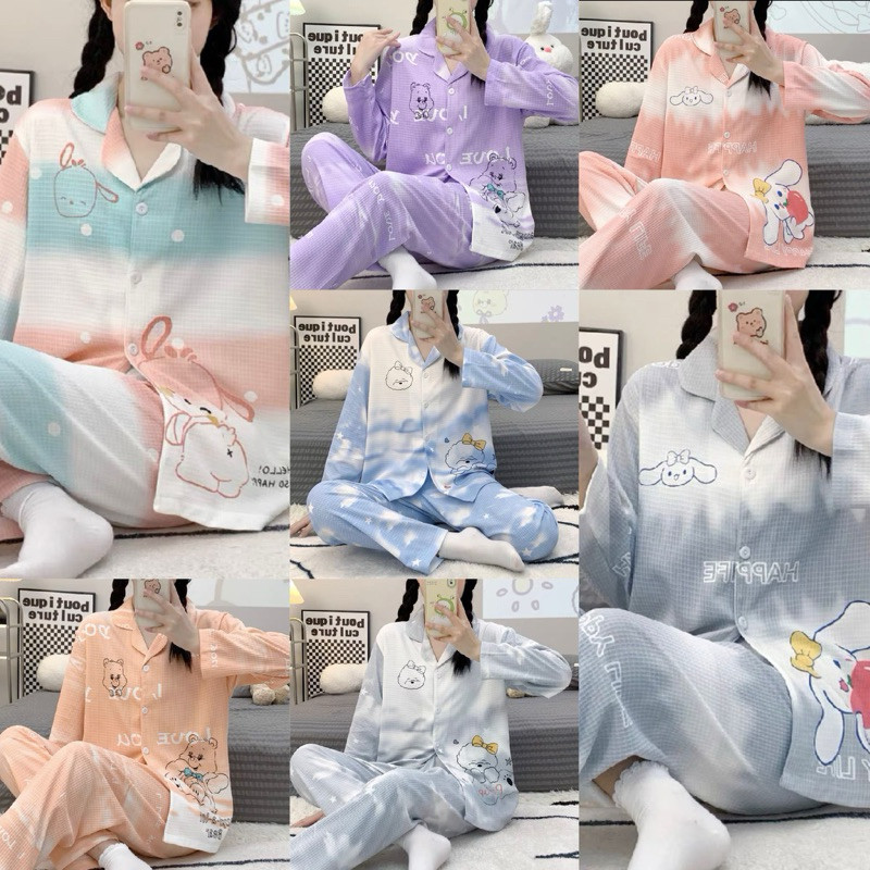 Costum New Piyama PP Import 14motif - Stelan piyama Wanita spandek import premium