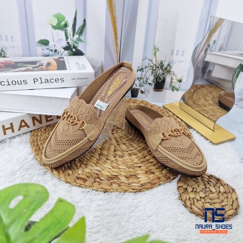 Flatshoes NAURA SHOES Sendal Dan Sepatu Wanita Dewasa SHANAYA PMF75 Sandal Flat Selop Rajut Bustong