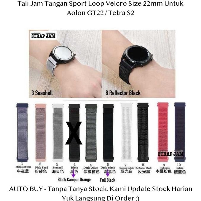TERMURAH - Sport Loop 22mm Strap Smartwatch Aolon GT22 / Tetra S2 - Tali Jam Pria