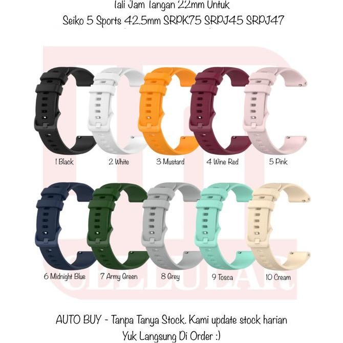 OYE 22mm Strap Seiko 5 Sports 42.5mm SRPK75 SRPJ45 SRPJ47 - Tali Jam