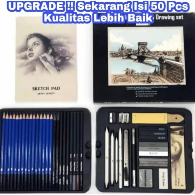 

Sketching 40 Pcs Pencil Set Drawing Kit Tools Pensil Gambar Sketsa Art Best Quality