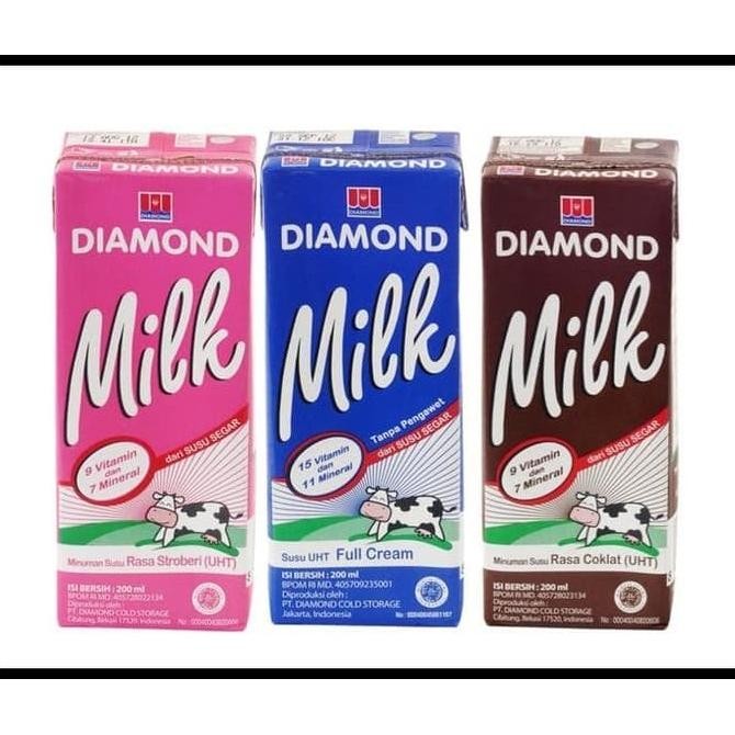 

Siap Kirim SUSU Diamond UHT milk 200 mL full cream / strawberry / coklat/ LOW FAT