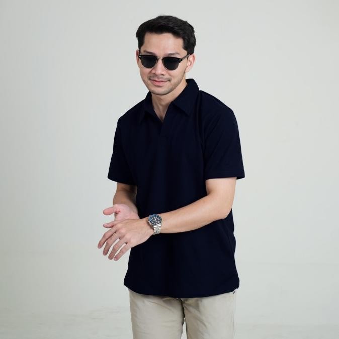 

BLUE- RELAXED POLO WOODCUTTER KAOS POLO PRIA BASIC SHIRT - NAVY BLUE BIRU