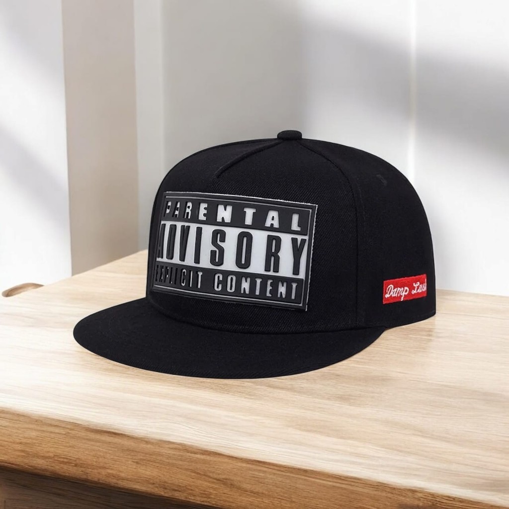 

- Damp Lush Topi Snapback Hat Hip-Hop Parental Advisory Explicit Content - U60 -