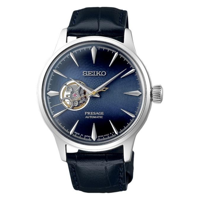 

BLUE- SEIKO PRESAGE SSA405J1 COCKTAIL BLUE MOON OPEN HEART DIAL BLUE LEATHER