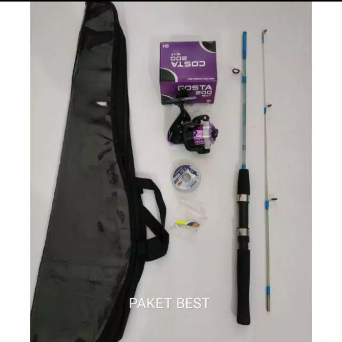 paket reel dan joran plus tas