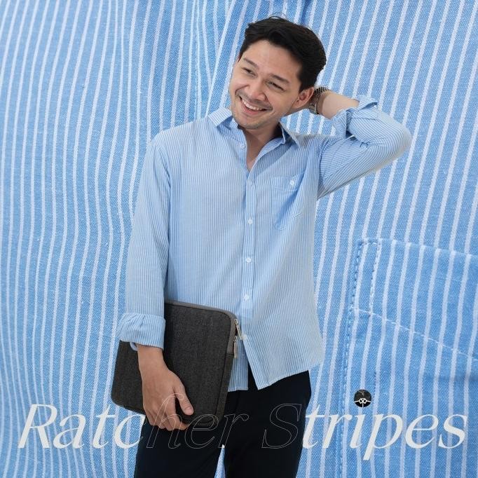 

BLUE- KEMEJA GARIS PRIA WOODCUTTER BASIC RATCHER STRIPES - LIGHT BLUE