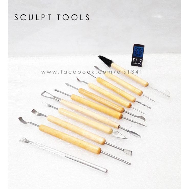 

Terlaris Sculpt Wooden Handle Steel Fit 11 pcs Clay Tools Set COD