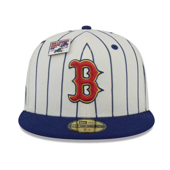 Topi New Era 59Fifty x Big League Chew 2024 Pinstripe Boston Red Sox White Fitted Cap 100% Original