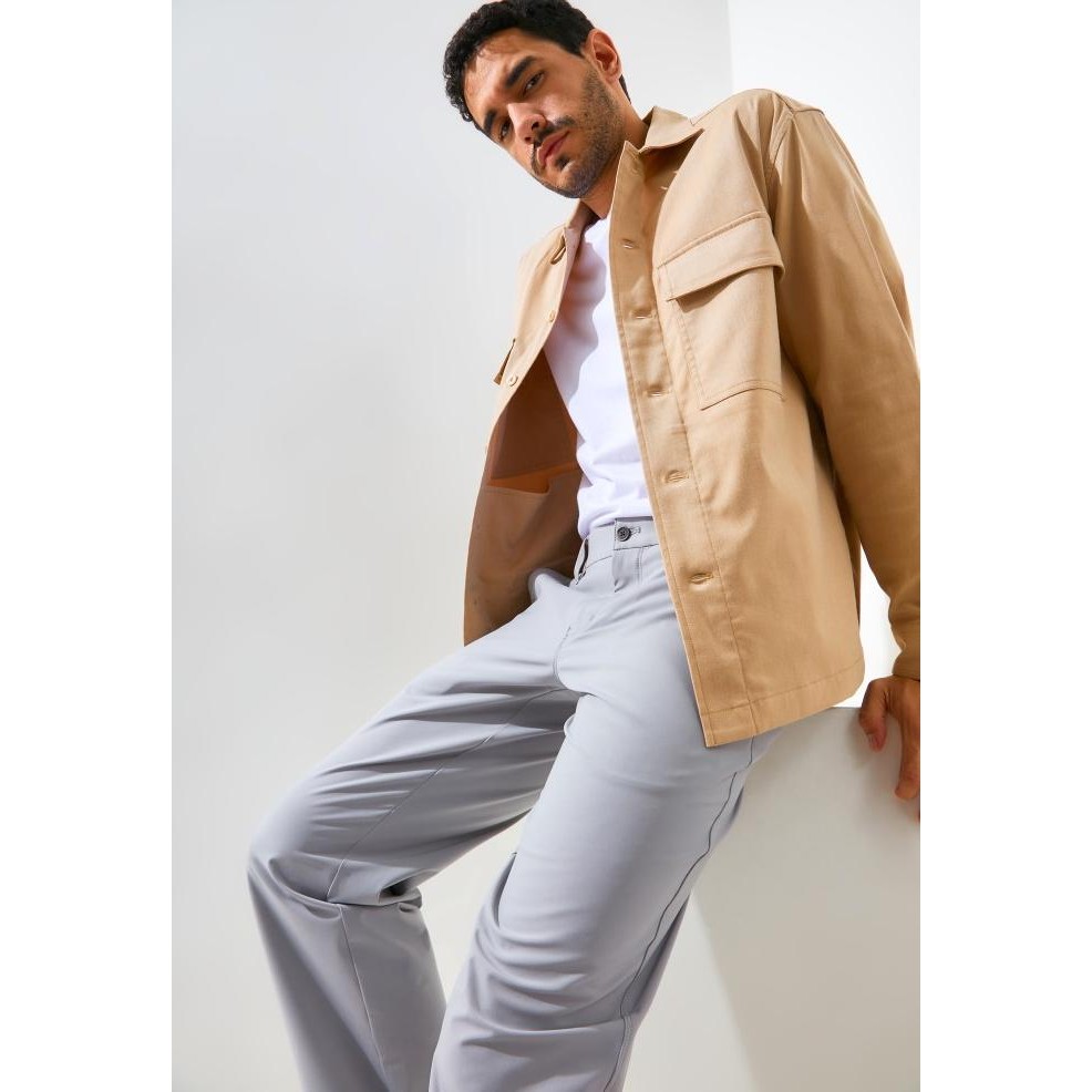 socket - Jack Nicklaus Cedric Kemeja-Jaket Pria Lengan Pendek Regular Khaki