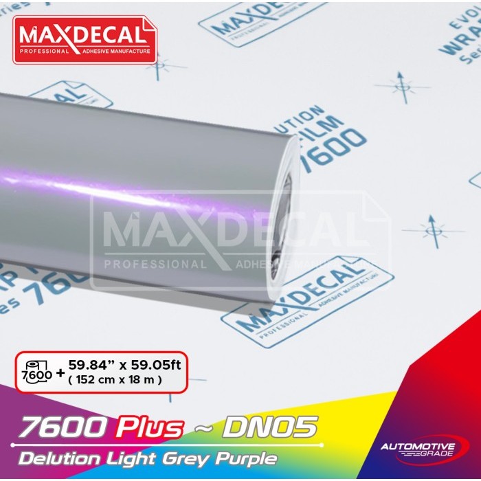 MAXDECAL 7600 PLUS DN05 PURPLE DELUTION LIGHT GREY PREMIUM CAR WRAP STICKER LEMBAYUNG BUNGLON