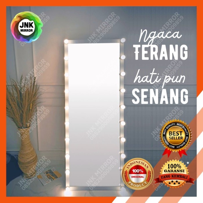 Vanity mirror full body rias lampu LED cermin badan berdiri standing