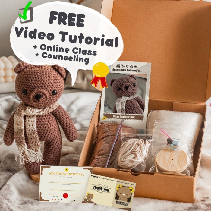 DIY Crochet Bear Amigurumi Kit / Do It Yourself Boneka Rajut Beruang