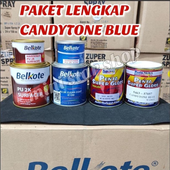 PAKET LENGKAP CAT PENTA SUPER GLOSS CANDYTONE BLUE CAT MOBIL / MOTOR /